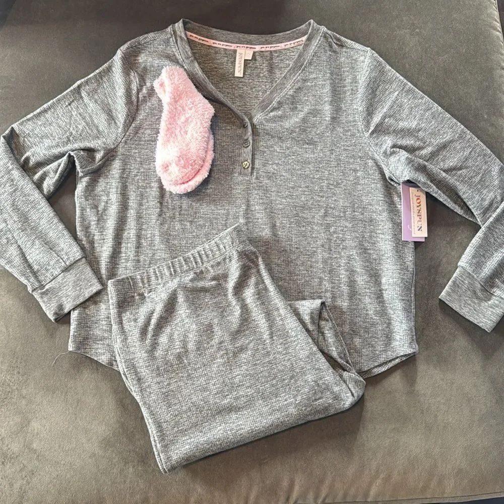 Women’s Gray 3 Piece Pajama Sleepwear Set Size XL 16/18 NWT